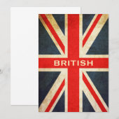 Britse Grunge Union Jack Invitation (Verticaal) Kaart (Voorkant / Achterkant)