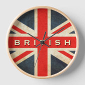 Britse Grunge Union Jack ronde wandklok (Voorkant)
