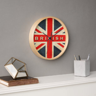 Britse Grunge Union Jack ronde wandklok