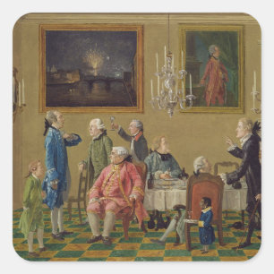 Britse heren in het huis van Sir Horace Mann in Fl Vierkante Sticker