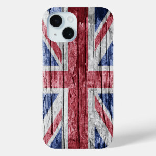 Britse houten vlag iPhone 15 case