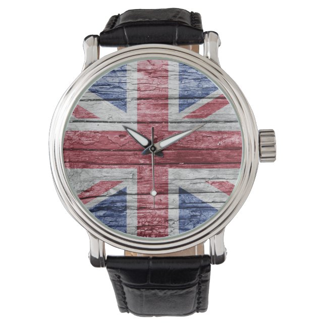 Britse houten vlag horloge (Voorkant)
