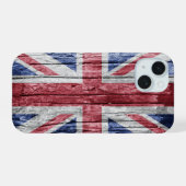 Britse houten vlag iPhone 15 case (Achterkant horizontaal)