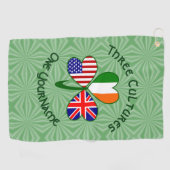 Britse Ierse Amerikaanse Shamrock vlag gepersonali Golfhanddoek (Horizontaal)