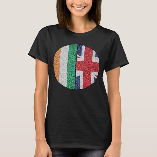 Britse Ierse vlag Circle Groot-Brittannië & Ierlan T-shirt (Voorkant)