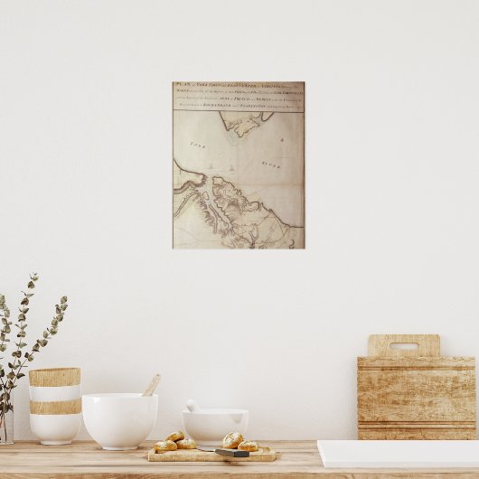 Britse kaart van de Siege van Yorktown, 1781 Poster (Keuken)