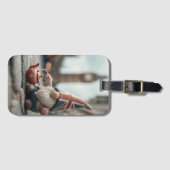 Britse kabouter met Union Jack-hoed en theepot Bagagelabel (Voorkant (horizontaal))