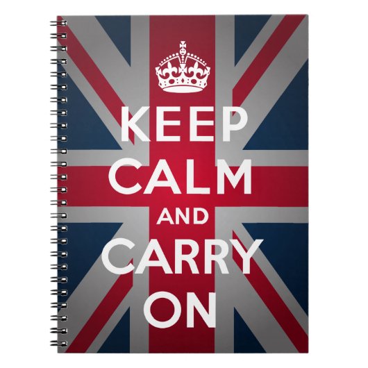 Britse Keep Calm Carry Britse spiraal Notitieboek (Voorkant)
