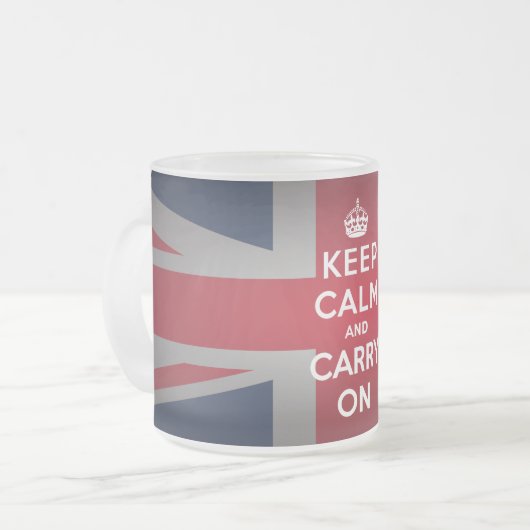 Britse Keep Calm Frosted Glass Coffee Mok Cup (Voorkant links)