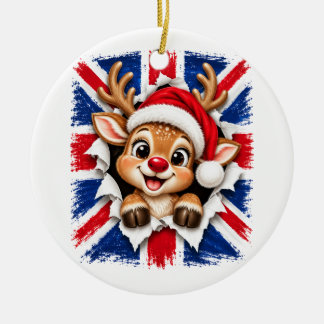 Britse Kerst Rendier Keramisch Ornament