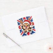 Britse Kerst Rendier Ronde Sticker (Envelop)