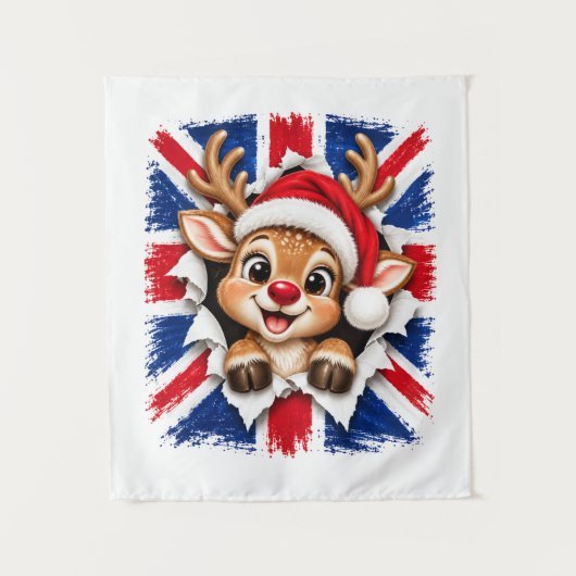 Britse Kerst Rendier Wandkleed (Voorkant)