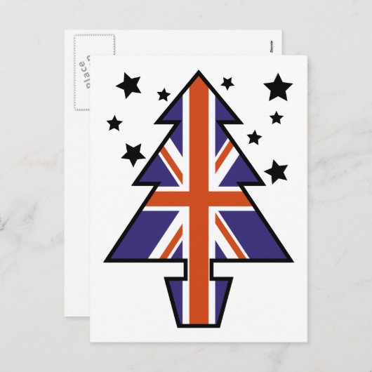 Britse kerstboom feestdagenkaart (Voorkant / Achterkant)