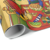Britse kerstdiner-katten cadeaupapier (Rol Hoek)