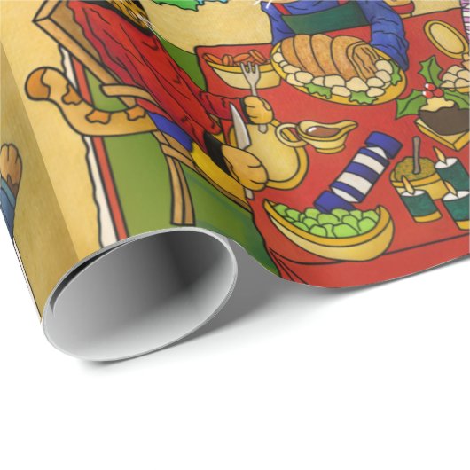 Britse kerstdiner-katten cadeaupapier (Rol Hoek)