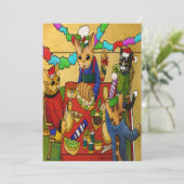 Britse kerstdiner-katten kaart (Staand voorkant)