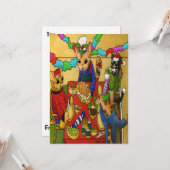 Britse kerstdiner-katten kaart (Voorkant / Achterkant in situ)