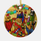 Britse kerstdiner-katten keramisch ornament (Voorkant)