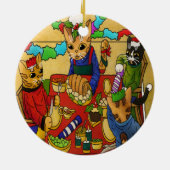 Britse kerstdiner-katten keramisch ornament (Achterkant)