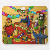 Britse kerstdiner-katten muismat (Voorkant)