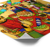 Britse kerstdiner-katten poster (Hoek)