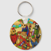 Britse kerstdiner-katten sleutelhanger (Voorkant)