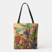 Britse kerstdiner-katten tote bag (Achterkant)