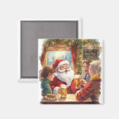 Britse Kerstfeest Borrel  Kerstman in de Kroeg Magneet (Voorkant / Achterkant)