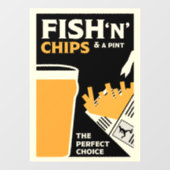Britse Klassieke vis en chips Raamsticker (Vel)