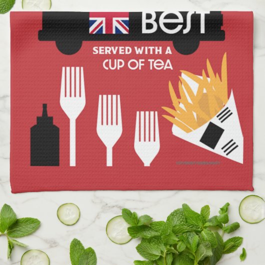 Britse Klassieke vis en chips Theedoek (Gevouwen)