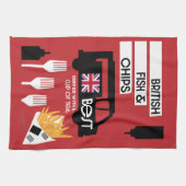 Britse Klassieke vis en chips Theedoek (Horizontaal)