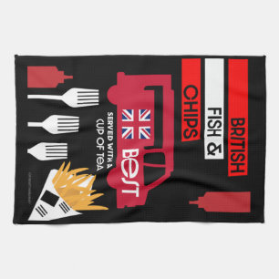 Britse Klassieke vis en chips Theedoek