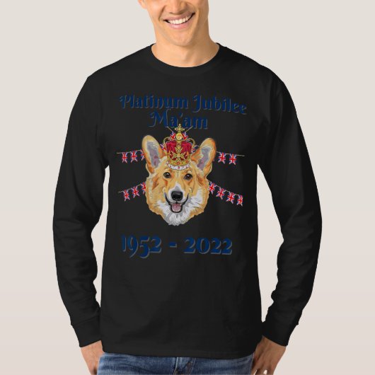 Britse koningin platina jubileum leuke corgi hond  t-shirt (Voorkant)