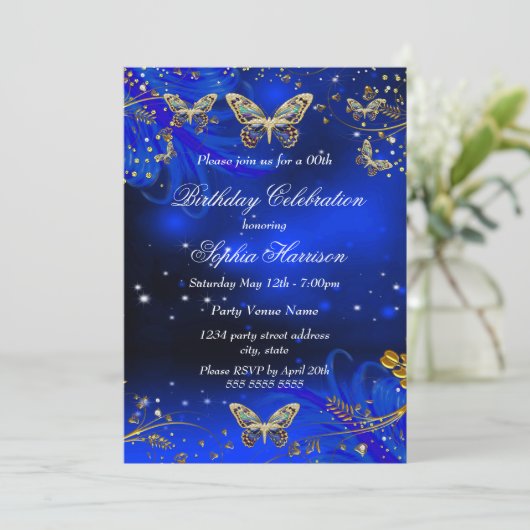 Britse koninklijke blauwe vlinder kaart (Staand voorkant)