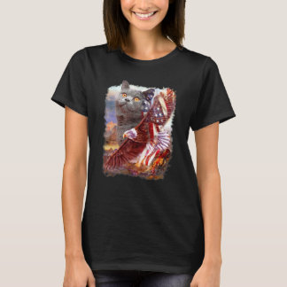 Britse Korthaar Adelaar Amerikaanse Vlag 4 juli In T-shirt
