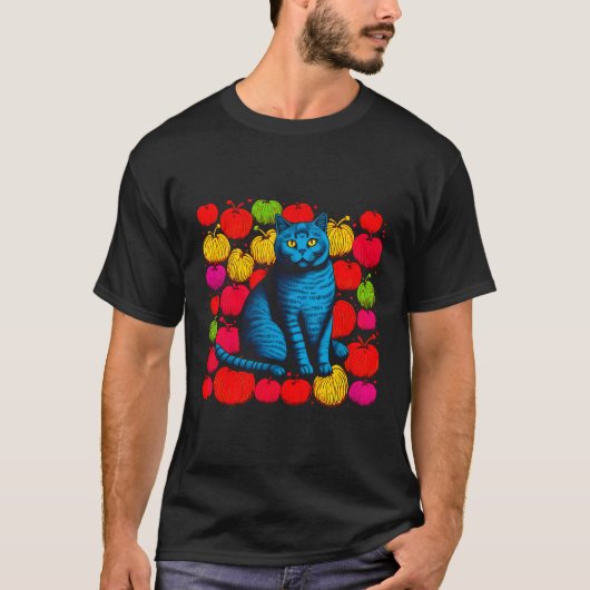 Britse Korthaar Cat Abstracte Kunst T-shirt (Voorkant)