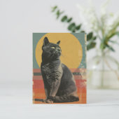 Britse Korthaar Cat  Art Briefkaart (Staand voorkant)