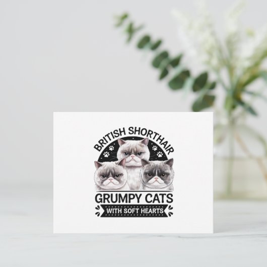 Britse Korthaar Grumpy Cats Briefkaart (Staand voorkant)