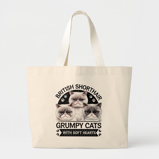Britse Korthaar Grumpy Cats Grote Tote Bag (Voorkant)