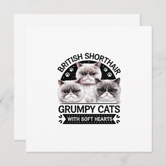 Britse Korthaar Grumpy Cats Kaart (Voorkant / Achterkant)