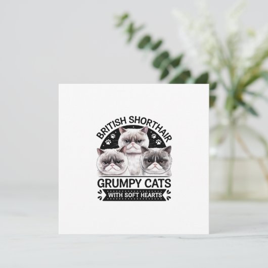 Britse Korthaar Grumpy Cats Kaart (Staand voorkant)
