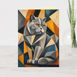 Britse Korthaar Kat Abstract Wenskaart Feestdagen Kaart