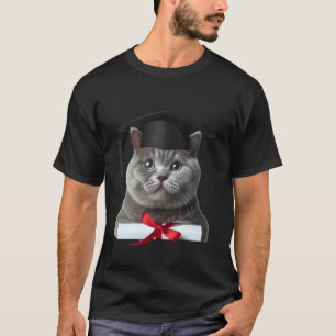 Britse Korthaar Kat Afstudeerceremonie Muts Afgest T-shirt