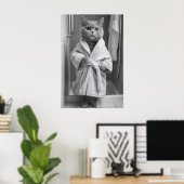 Britse Korthaar Kat Badjas Print, Grappig Poster (Thuiskantoor)