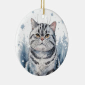 Britse Korthaar Kat Cirkel Kerstmis Kerstmis Ornam Keramisch Ornament (Rechts)