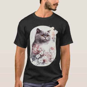 Britse Korthaar Kat Japanse Kersenbloesem Saku T-shirt