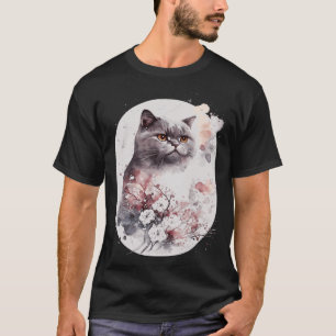 Britse Korthaar Kat Japanse Kersenbloesem Saku T-shirt