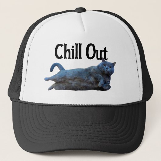Britse Korthaar Kat Liggend op Side Chill Out Trucker Pet (Voorkant)