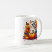 Britse Korthaar kat met pompoen Koffiemok (Voorkant rechts)