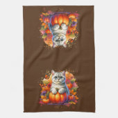 Britse Korthaar kat met pompoen Theedoek (Verticaal)